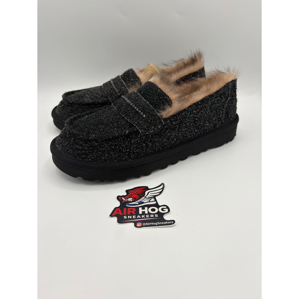 UGG Lane Charcoal Grey Wool Sheepskin Fur Lined Loafer Slippers 1095393 women 7